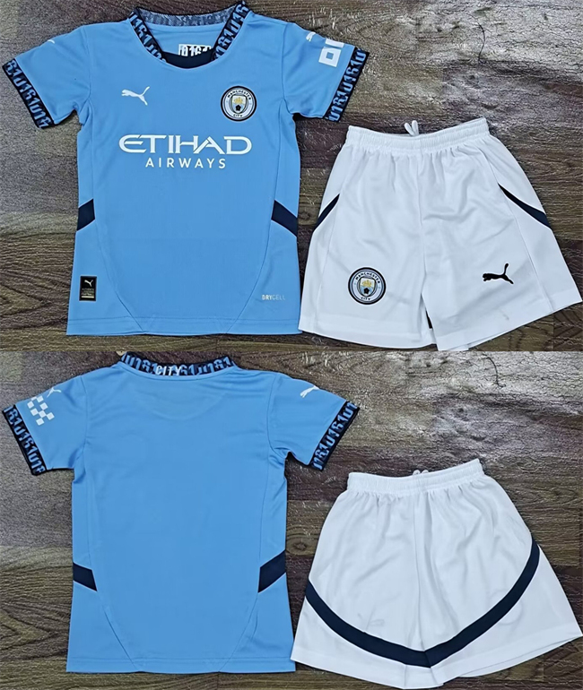 Youth Blue Manchester City Custom Soccer Jersey Suit